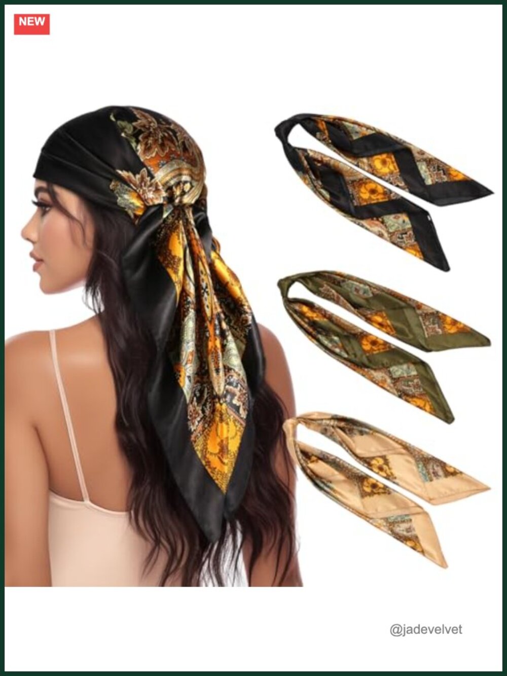 3 Pcs Satin Hair Scarves for Women - 35" Silk Like Scarves & Bandanas